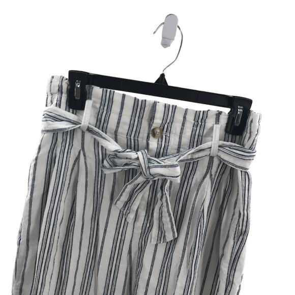 Madewell Dark Baltic Stripe Linen Cotton Paperbag Pants - Picture 5 of 11